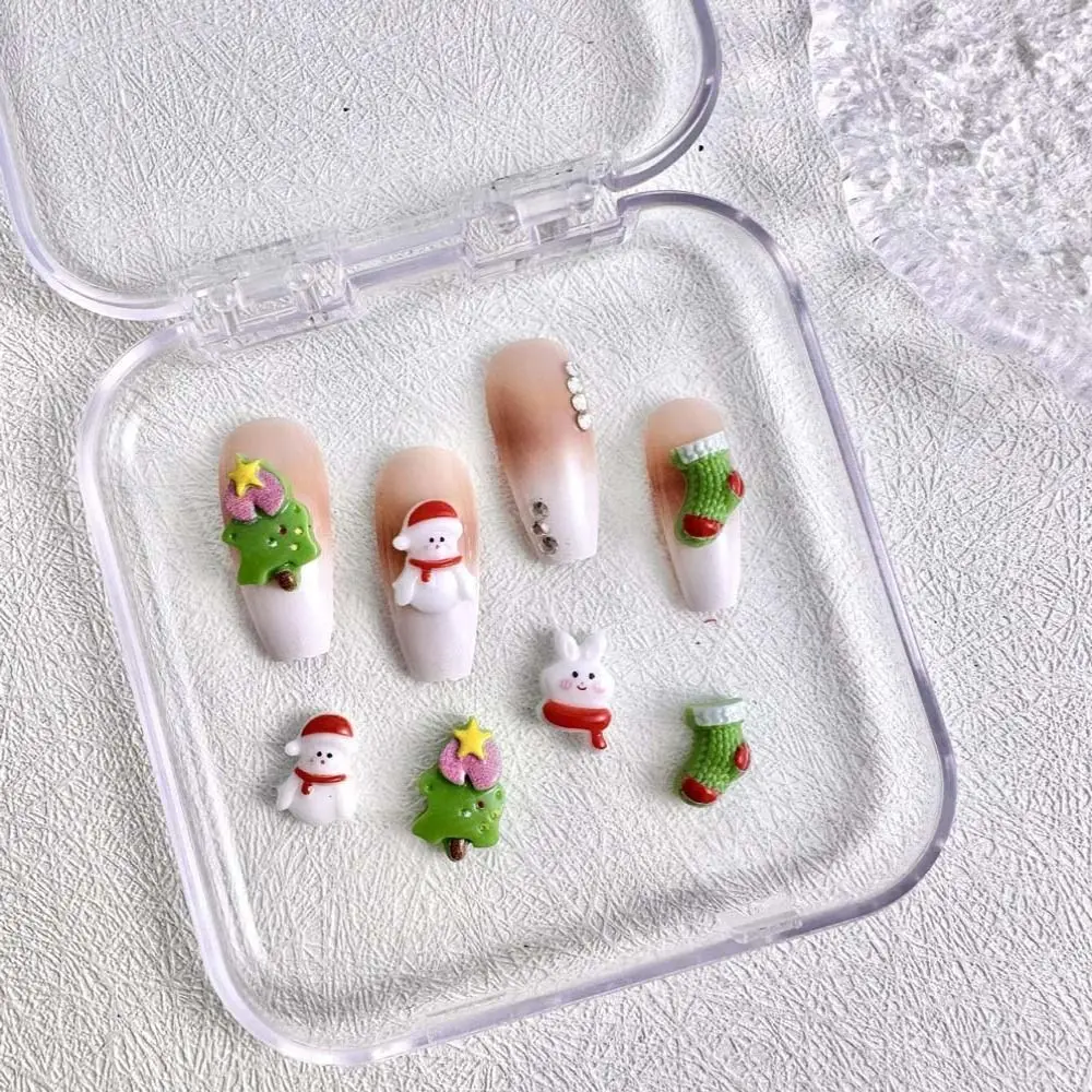 10개/세트 크리스마스 네일 아트 참 크리스마스 네일 장식 네일 용품 크리스마스 트리 크리스마스 네일 라인스톤