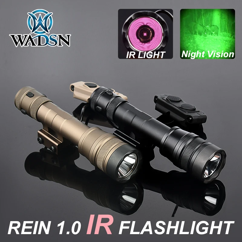 WADSN REIN 1.0 2.0 weaponlight IR Light LED whitelight 1300lumen Tactical Flashlight Airsoft Rifle Night Vision Hunting Lanterna