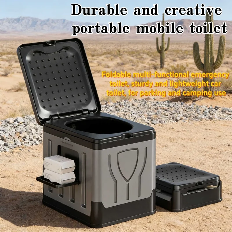 Portable Car Folding Toilet Jungle Camping Emergency Artifact Car Travel Emergency Outdoor Mobile Toilet Camping Equipment