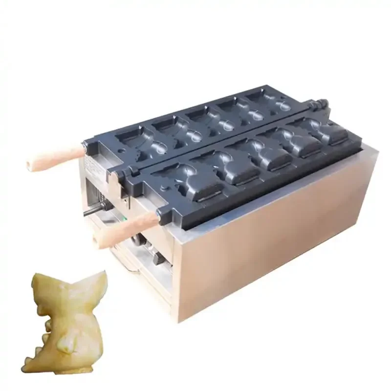 Electric for 110V 220V Non-sticking Stainless Steel Ice Cream Dinosaur Open Mouth Waffle Maker Machine Snack Equipment