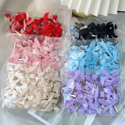 4/6/8/10Pcs Kids Sweet Solid Color Mini Bowknot With Hair Clip Baby Girls Ballet Style Ribbon Braided Hair Accessories Wholesale