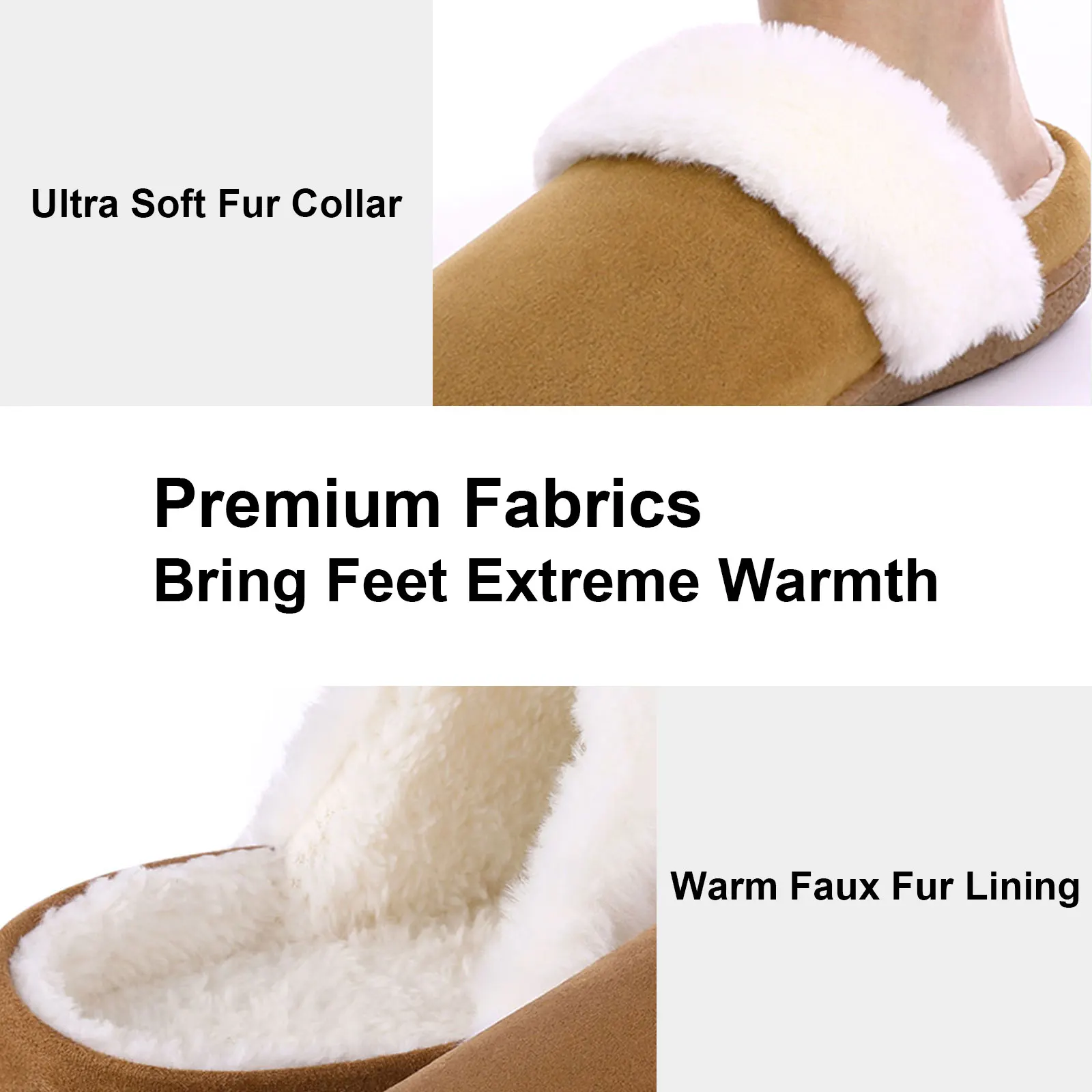 Litfun Winter Fur Cotton Slippers For Women Indoor Warm Cozy Plush Slippers Man Non Slip Soft Rubber Sole New Home Flats Slipper
