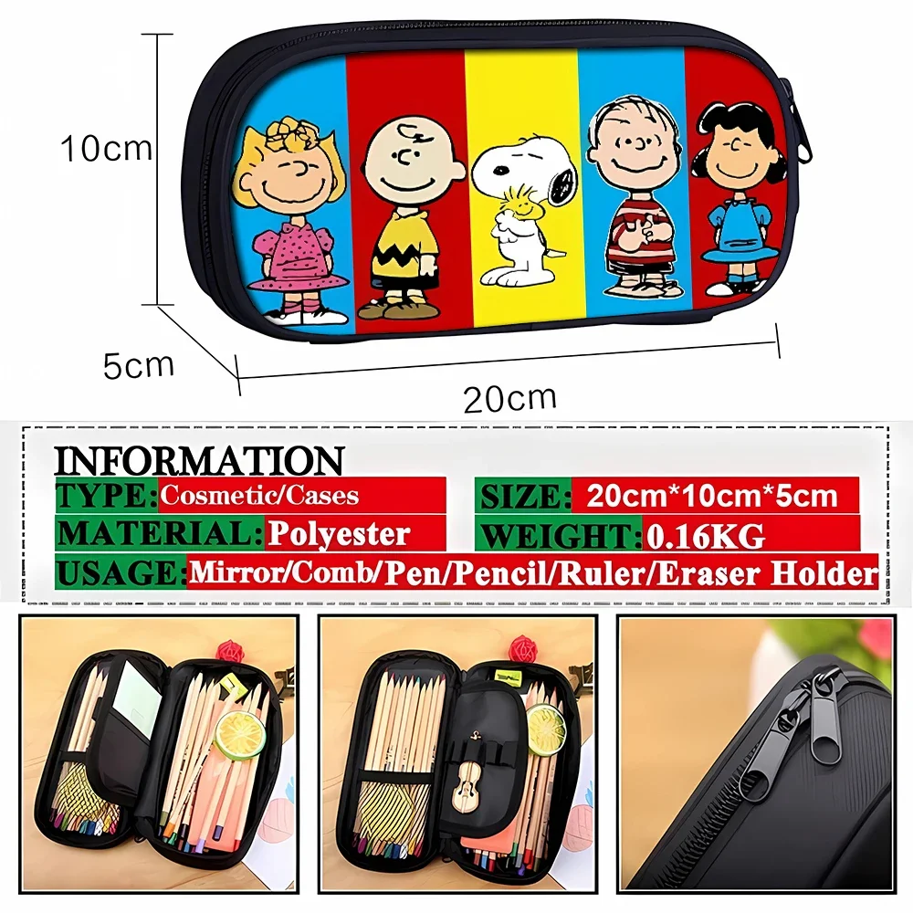 Snoopy Pencil Case Anime Figures Products Kawaii Pen Case Bag astuccio per matite di grande capacità cancelleria Supplie regali per bambini