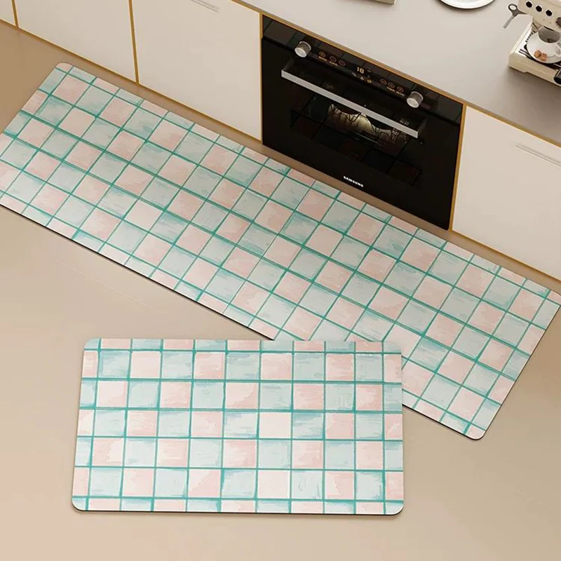 

Kitchen Floor Mat Pvc Carpet Simple Stripes Waterproof Oil-proof Leather Long Rug Home Decoration Non-slip Foot Mats שטיח למטבח