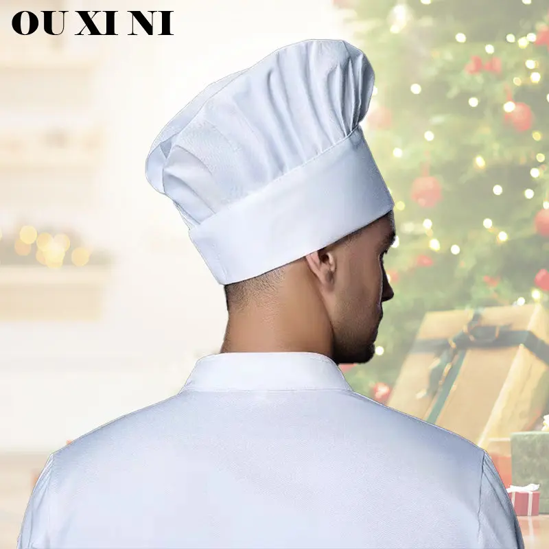 Gorras de Chef blancas para hombre, gorro de trabajo de cocina, camarero, camarera, Hotel, restaurante, cantina, panadería, gorro de cocina, tarea de barbero