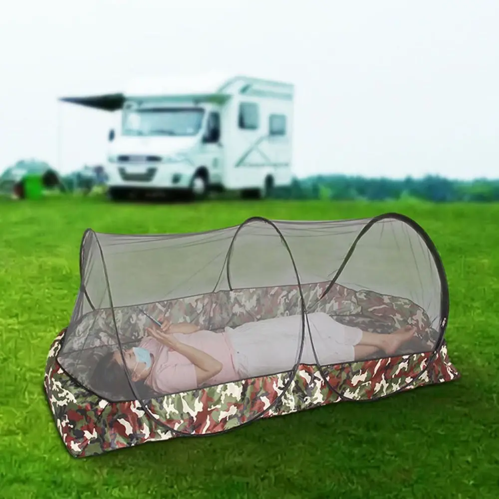 Folding Camo Camping Mosquito Net Tent Mesh Tent Zipper Outdoor Mosquito Net with Bottom Double Portable Mosquito Net Outdoor