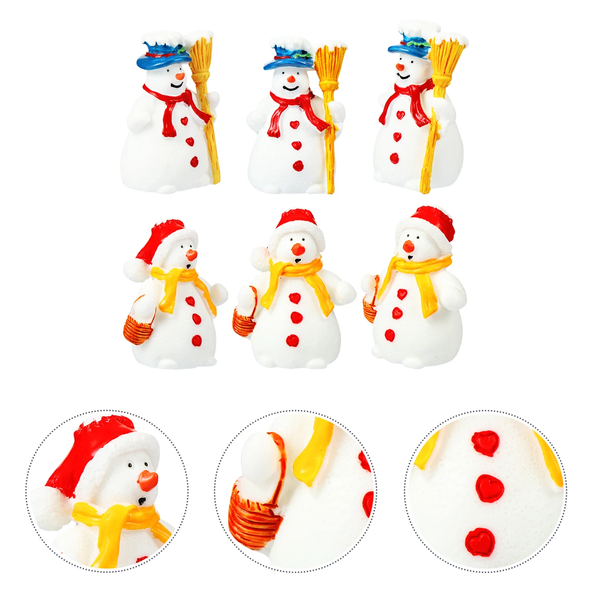 

6 PCS Christmas Ornaments Portable Snowman Decor s Indoor Decorations Small Random Color Tabletop Resin Embellishments