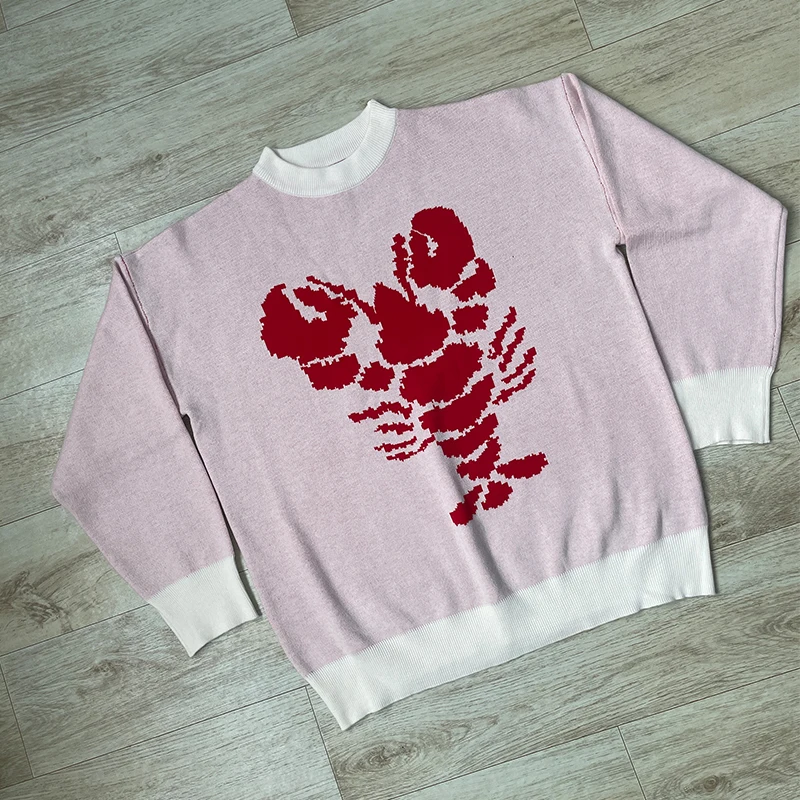 

Зимний теплый мягкий свитер Cross border 2025 года, женский повседневный кардиган для поездок на работу, с длинными рукавами и принтом омара, чехол на голову с иглами