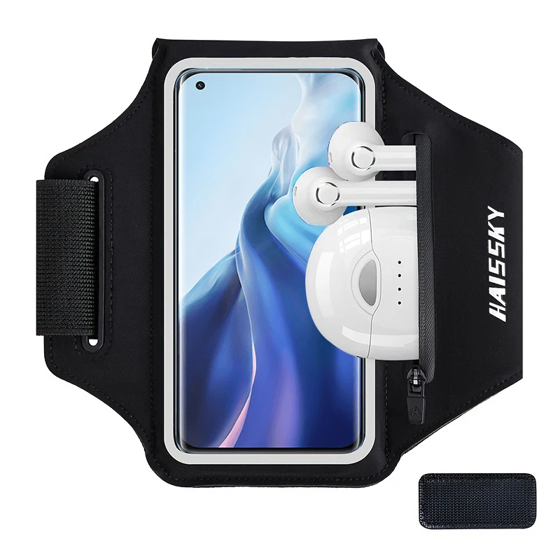 Haissky-brazalete deportivo para correr para iPhone, funda con cremallera para AirPods Pro 3, Samsung S24Ultra, 16, 15, 14, 13, 12 Pro Max, 7,0