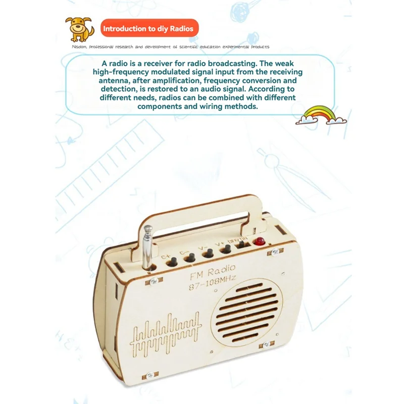 【Ceda de preço! !】DIY Kit de rádio FM Projeto científico de madeira Modelo Escola Educacional Diversão Projeto de física