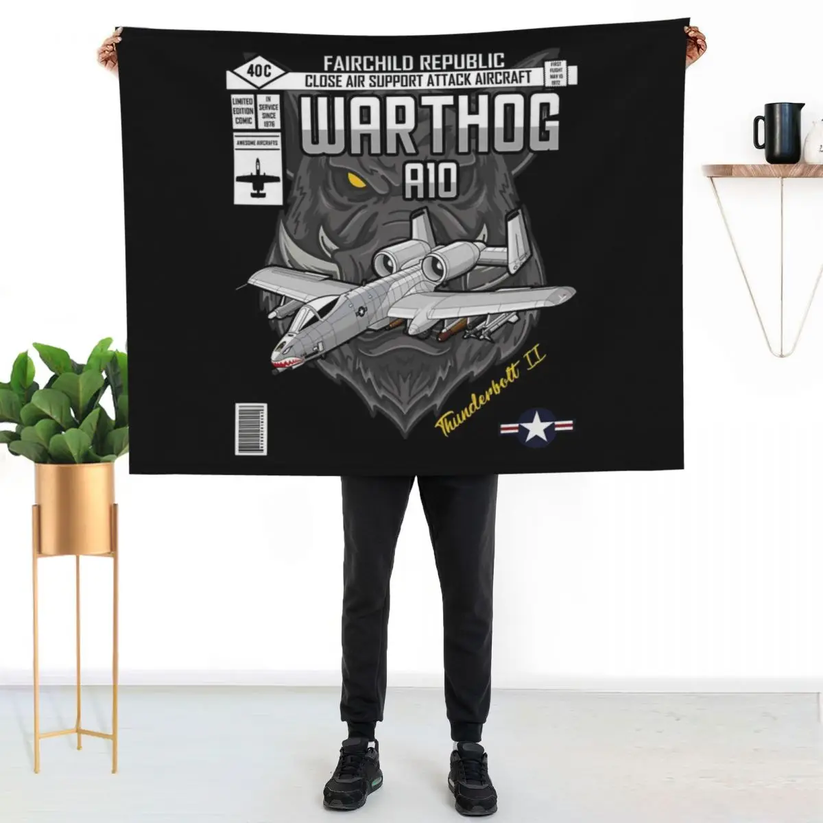 A-10 Warthog Limited Edition Comic Throw Blanket Faux Fur Soft Warm Blanket for Bed