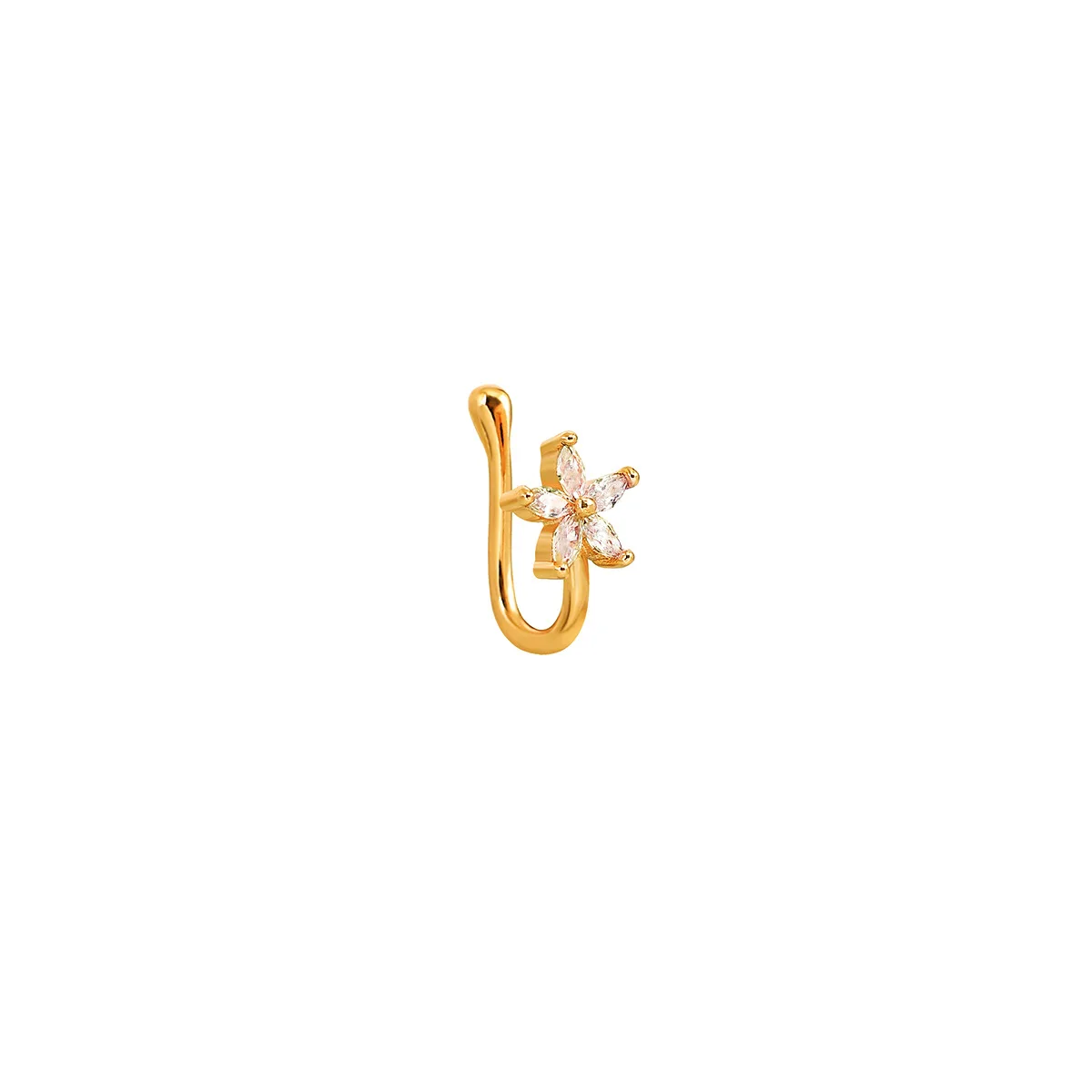 U-Shape Non-Piercing Flower Nose Ring