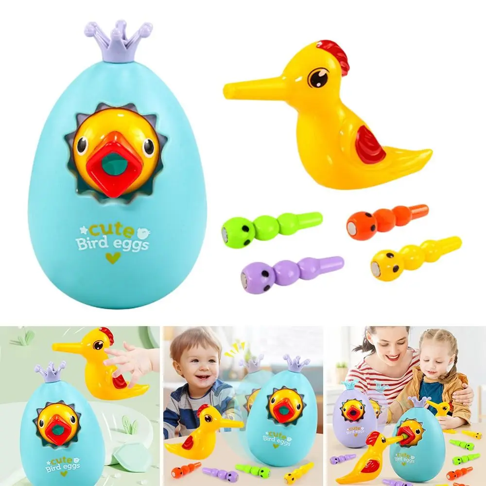 3 IN 1 Roly-Poly Piggy Bank Colorful Hand-Eye Coordination Woodpecker Catch Worm Game Montessori Interactive Birds Feeding Game