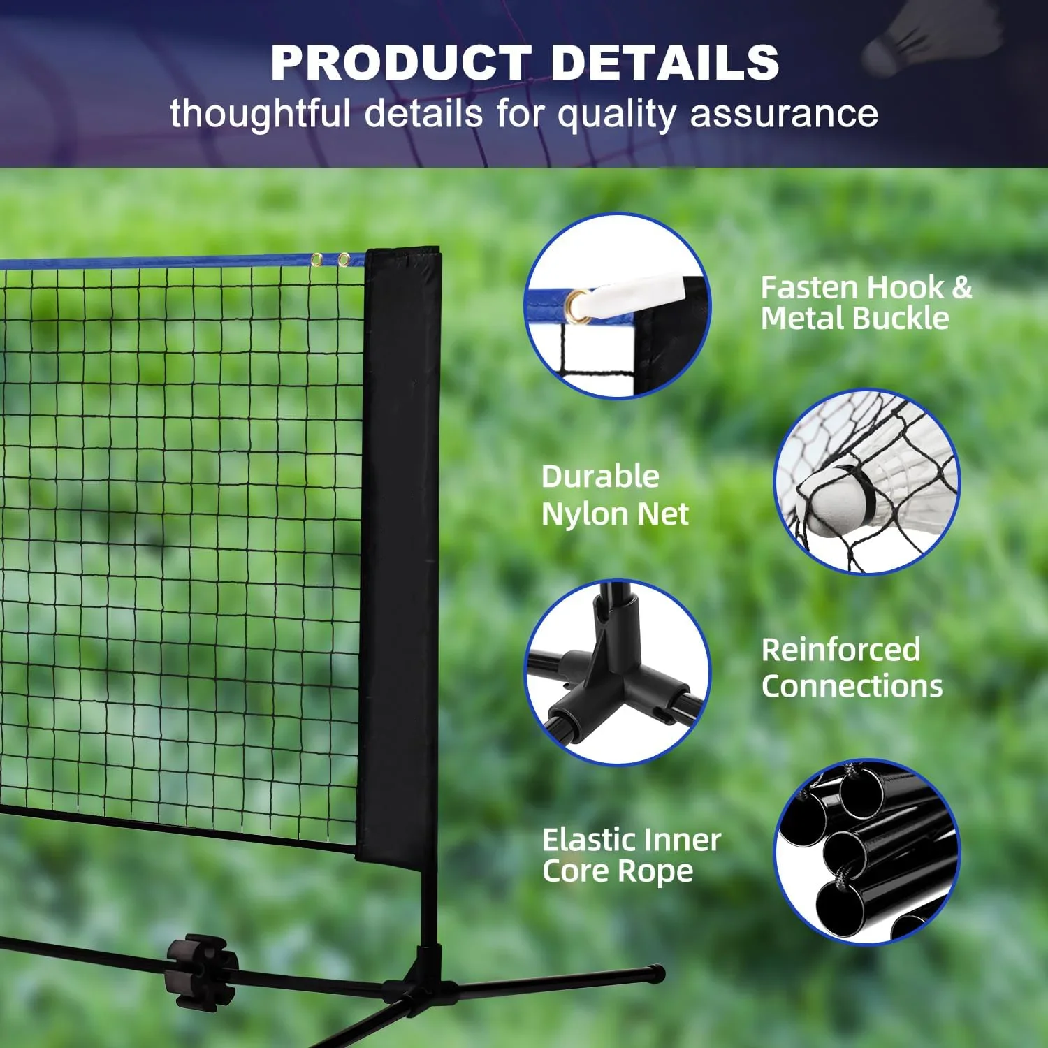 Height Steel 10FT Multi Sport Net for Pickleball Tennis Volleyball Indoor Outdoor Carry Bag Portable Badminton SetBadminton Nets view 4