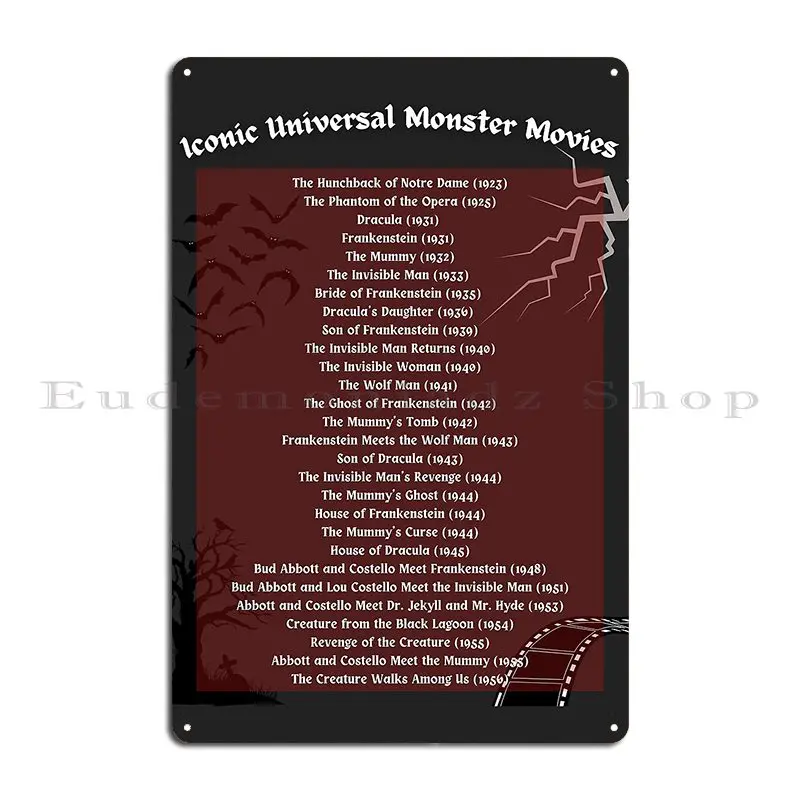 Universal Monsters Goblin Corner Metal Plaque Poster Painting Create Cinema Wall Plaque Poster Tin Sign Poster