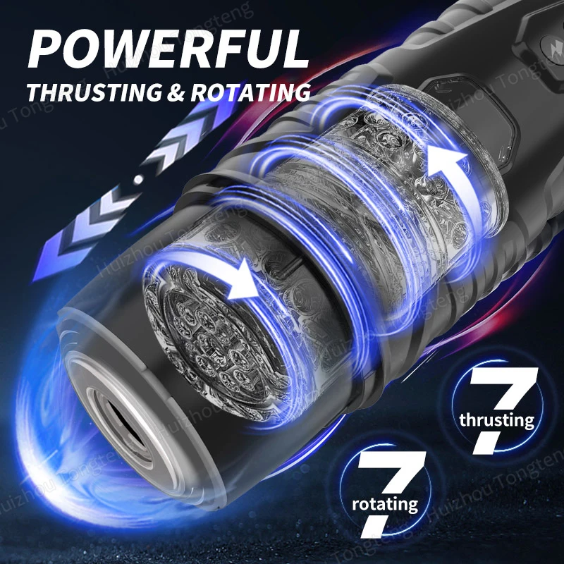 Male Masturbator Automatic With 7 Powerful Vibrating & Thrusting Blowjob Masturbation Cup Pocket Pussy for Adult Men Sex Toys