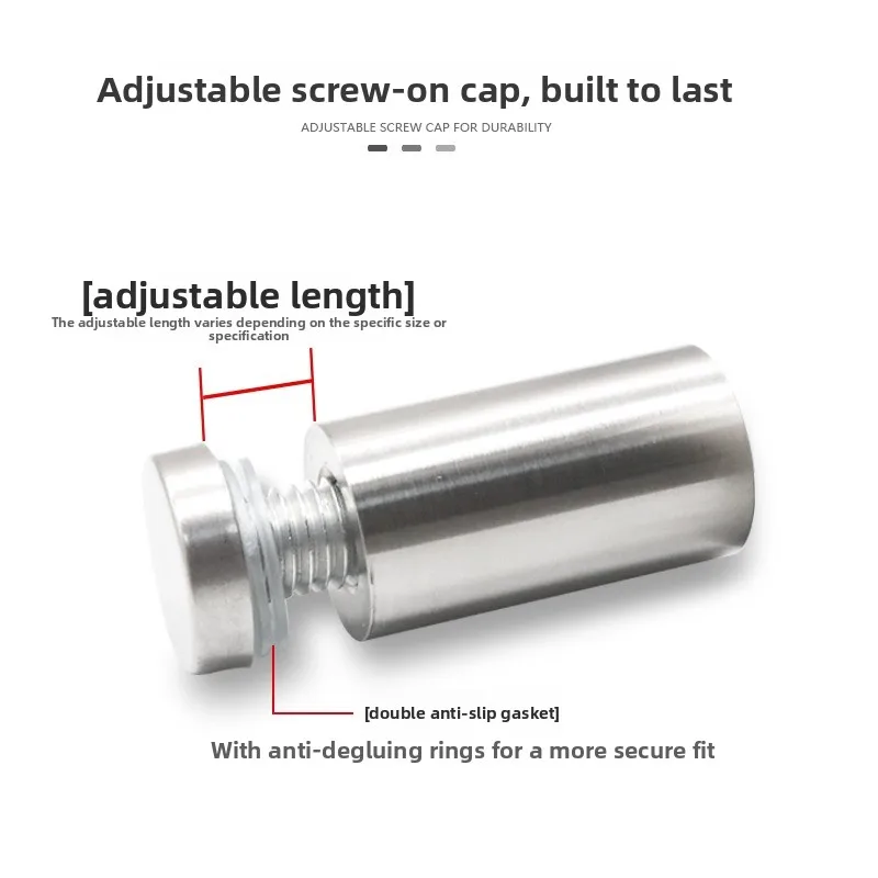 10pcs Advertising Nails 12x20/25/25mm Stainless Steel Screws for Wall Mount Glass/Acrylic Sign Standoff Fixing Hardware