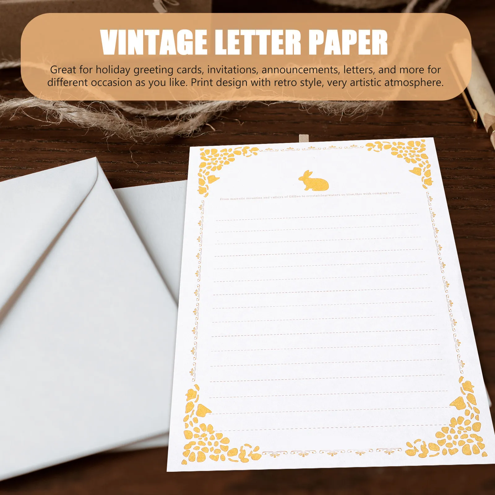 20 Sheets Letter Paper Vintage Style Retro Writing Paper Decorative Stationery for Invitation Printing Letter Writing Greeting
