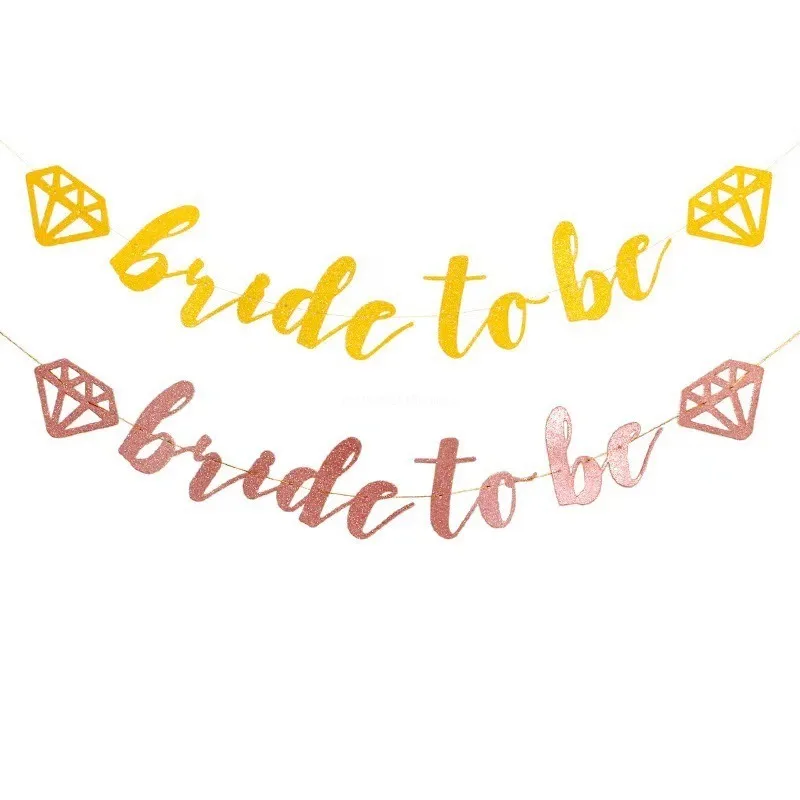 لافتة العروس الذهبية الوردية لتكون لافتة ورقية لامعة لحفلات الزفاف وحفلات الزفاف وحفلات العزوبية وأعلام للغرف