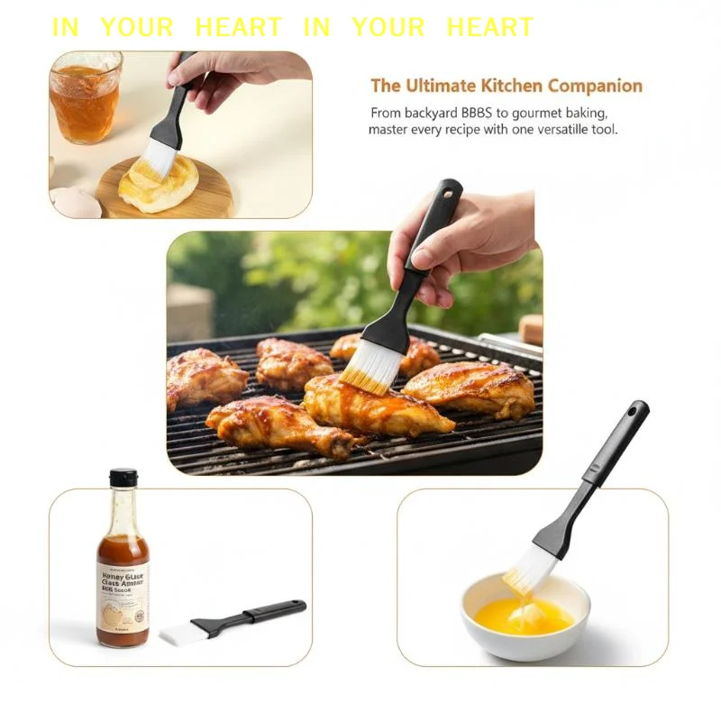 【X】BBQ Oil Brush 1Pcs High Temp Silicone Bristles Food Grade for Outdoor BBQ Marinade Pastry Roasting Kitchen Tool
