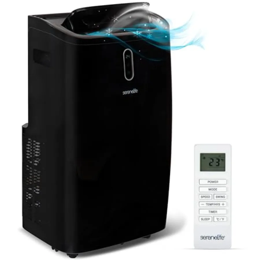 

Portable air conditioner for room cooling up to 450 sq. ft., stainless steel finish, white, 14000 BTU with 3-in-1 functionality