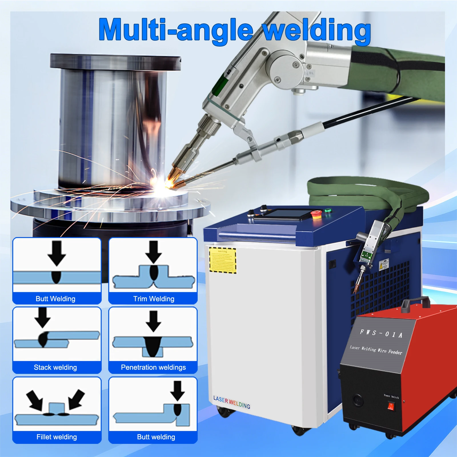 3000W Raycus Laser Welder Dual Wire Feeder 4 in 1 Laser Welding Cleaning Cutting for Metal Double Pendulum Laser Welding Machine