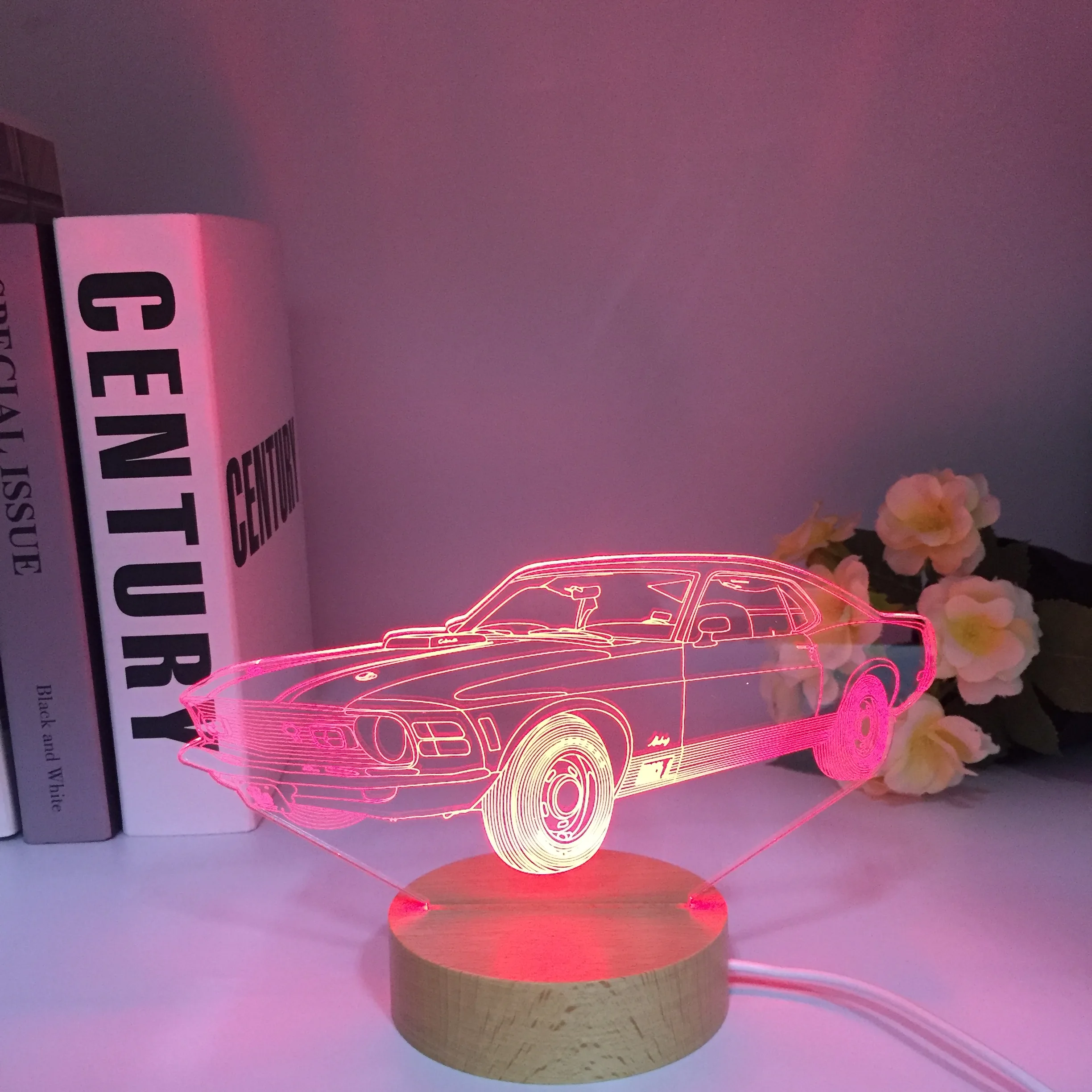 Car Series 3D Lamp Wooden Acrylic Panel Visual Illusion 7 Colors Changes Valentine\'s Day Birthday Gifts 3d Night Light