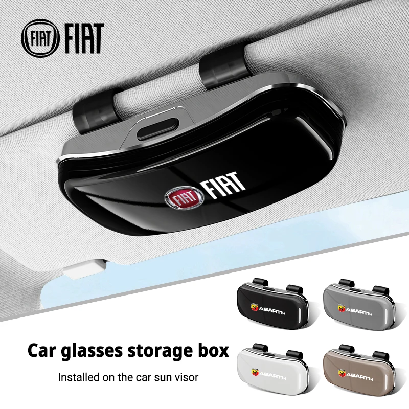 Auto Visier Gläser Box Auto Sonnenbrille Lagerung Fall Für FIAT Abarth 500 Ducato Panda Grande Punto Tipo Pulse Strada 600 500L Mobi
