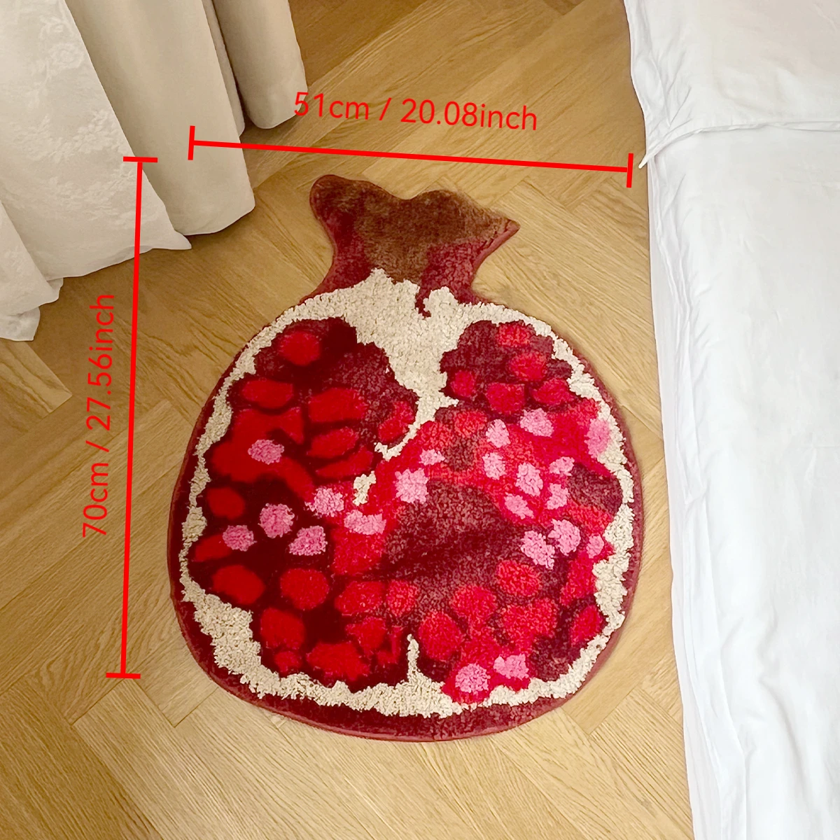 Granatapfel geformte getuftete Teppich dekorative Wohnzimmer Teppich Schlafzimmer Bereich moderne süße trend ige coole verdickte Luxus Garderobe Matte – Detail 9
