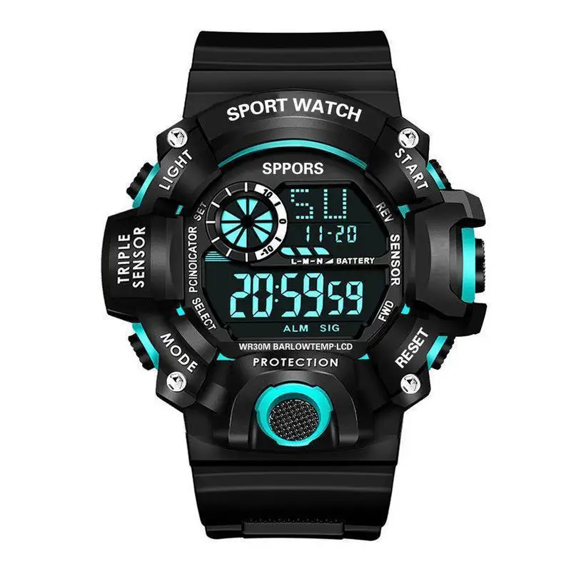 Fashion Waterproof Children Watches Large Dial Multifunctional Waterproof Luminous Alarm Men's Watch Male's Military Clock