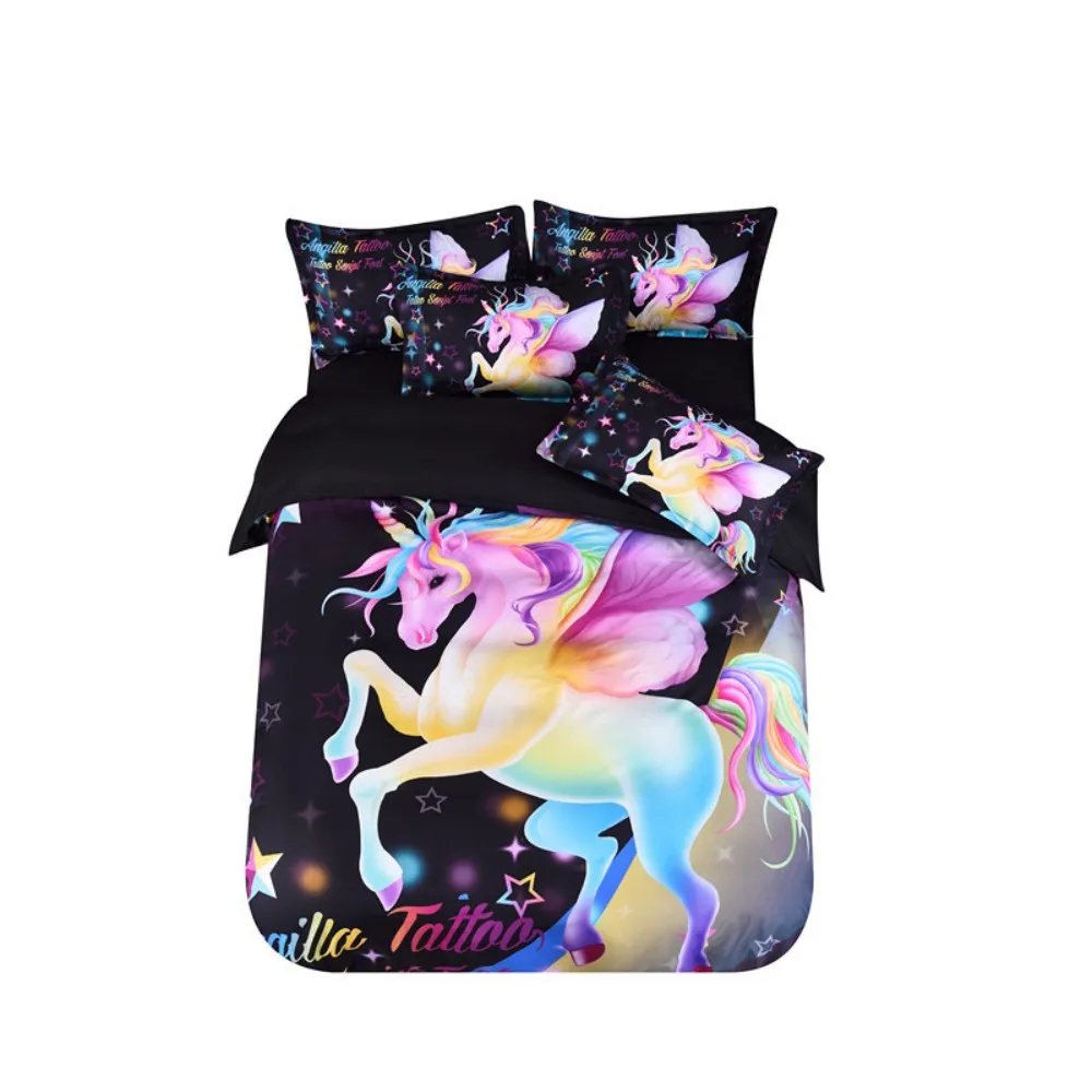 Color Unicorn Cute Pink Bedding Set Kids Boy Girl Bedroom Decoration Quilt Duvet Covers Pillowcase Twin Full Queen King