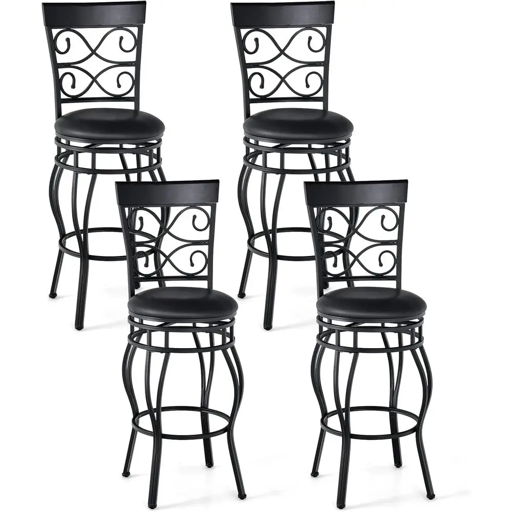 

Set of 4 30 Swivel Bar Stools with Leather Seats for Bistro, Kitchen Island, or Pub