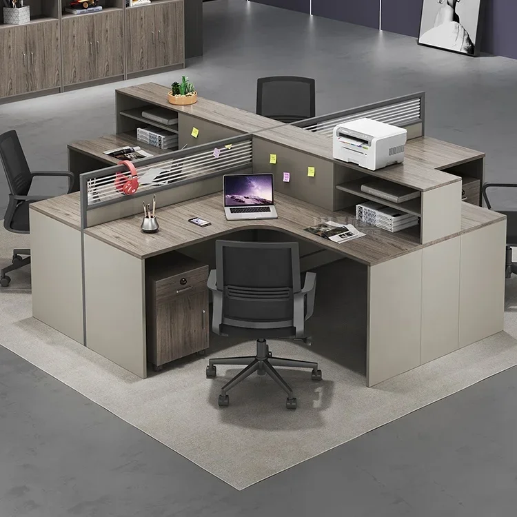 office partition 4 person staff desk cubicle arc workstation office table and chair bureau travail commercial Office furniture