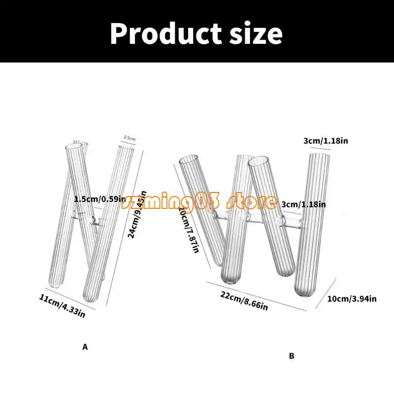 Vasos vidro elegantes H9ec com padrão listrado para flores e recipiente planta diy