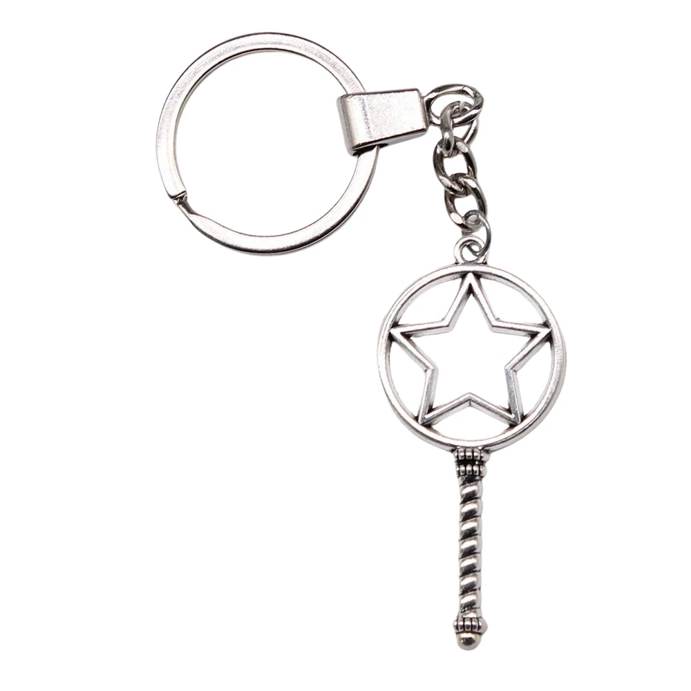 1pcs Magic Wand Epoxy Alloy Frame Keychain For Bags Pendant Jewellery Making Supplies Gift Ring Size 30mm