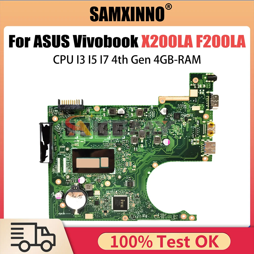 

X200LA Mainboard For ASUS Vivobook F F200LA X200L F200L Laptop Motherboard CPU I3 I5 I7 4th Gen 4GB-RAM LVDS OR EDP