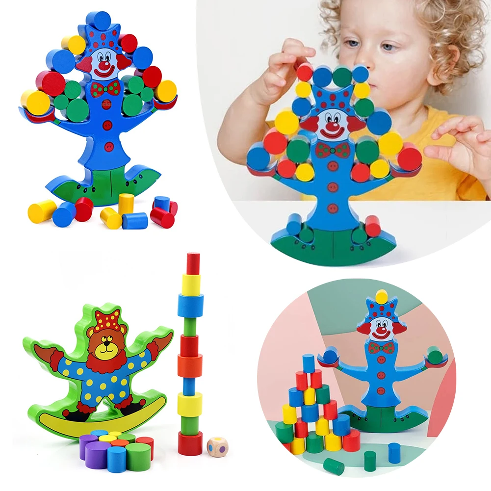 ชุดบล็อกไม้ทรงตัวตัวตลกสำหรับเด็ก ของเล่นสนุกสนานแบบอินเทอร์แอคทีฟสำหรับเด็กอายุ 3 ปีขึ้นไป