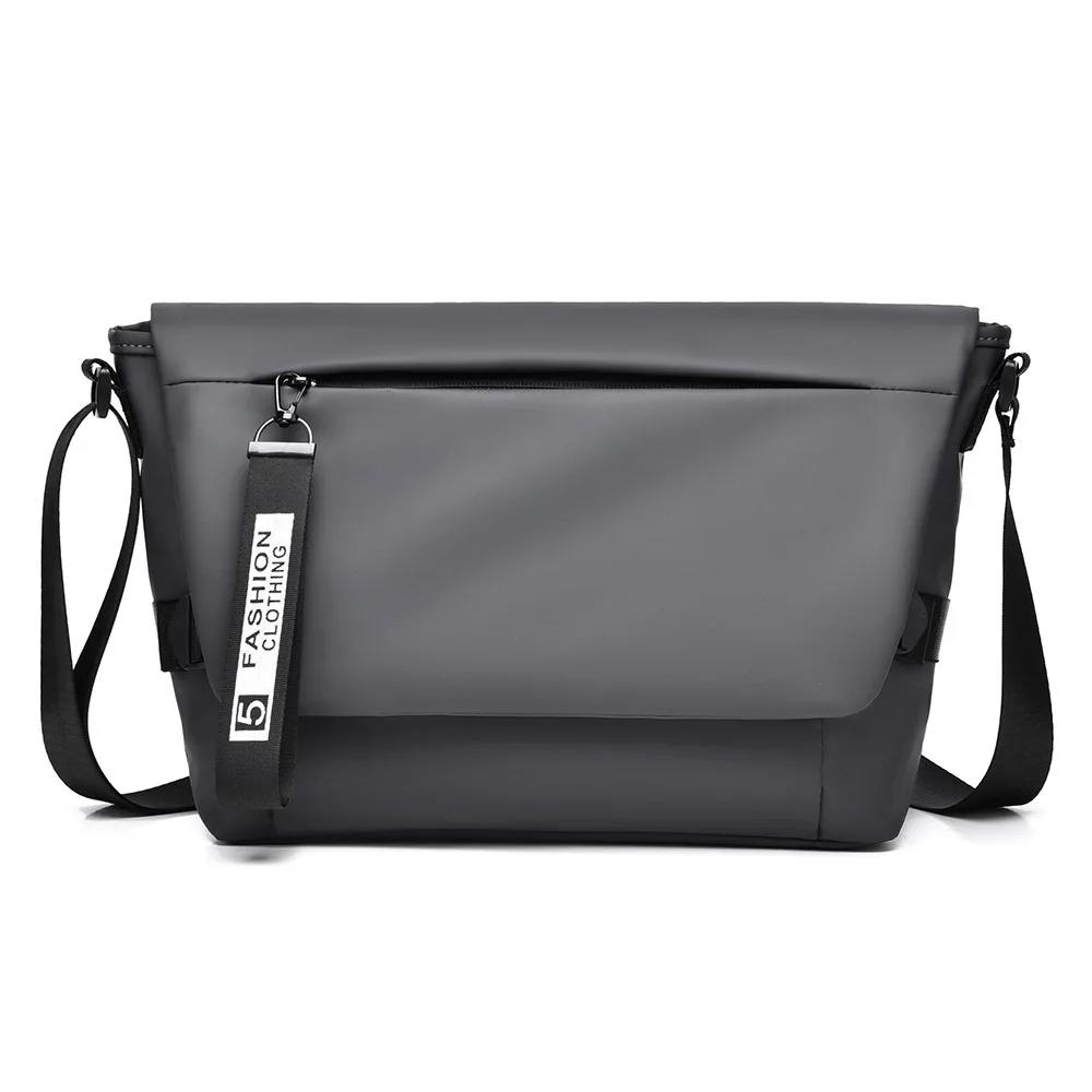 Waterproof leather film flip cover lock single-shoulder bag for men, flat storage, and large-capacity crossbody square backpack