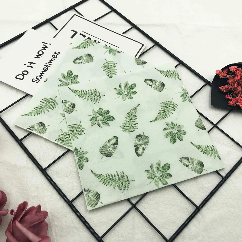 10/20pcs/Pac 2-Ply Napkins Ins Wind Leaves Models Colourful Printing Napkins Restaurant Hotel Party Square Folding Paper Napkins