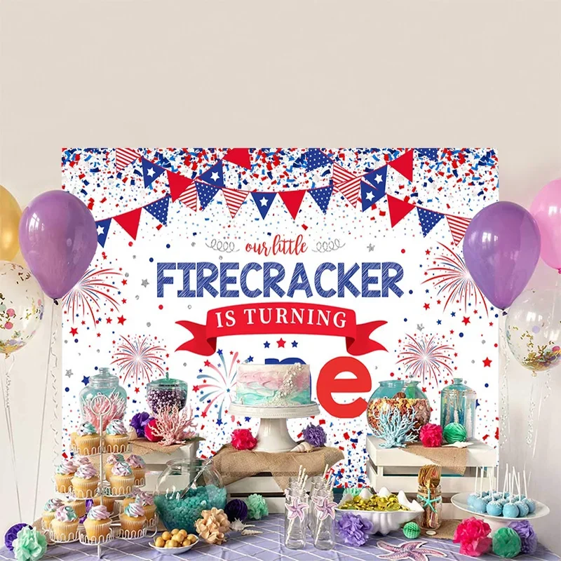 Mocsicka Baby Show Photography Backgrounds Firecracker Isturming One Happy Birthday Party Backdrop Cake Smash Banner Photo