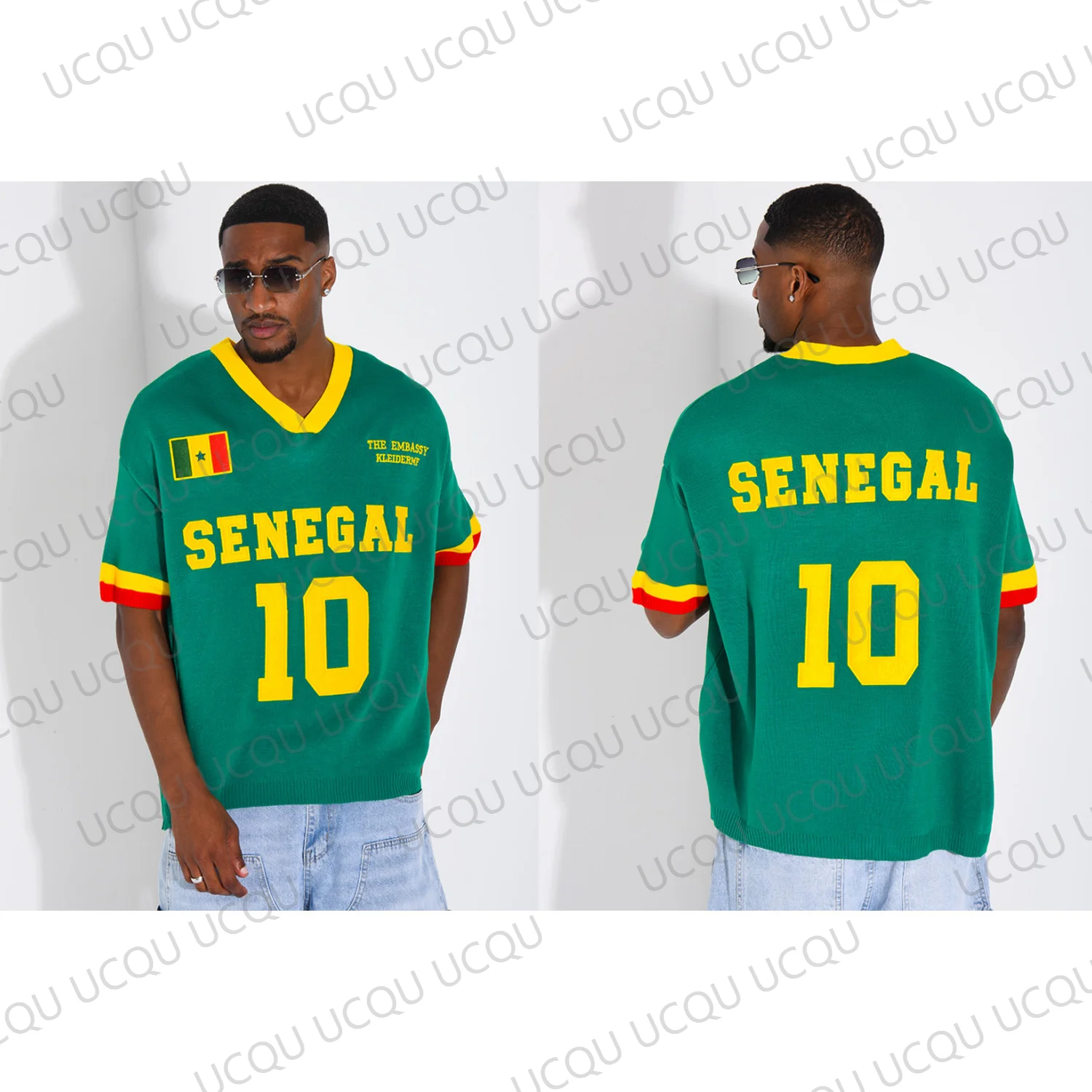 Senegal Ribbed T Shirt White Green Red Flag Graphic Short Sleeve Streetwear Jersey Men Women Summer Casual Fan Gift Top Tee