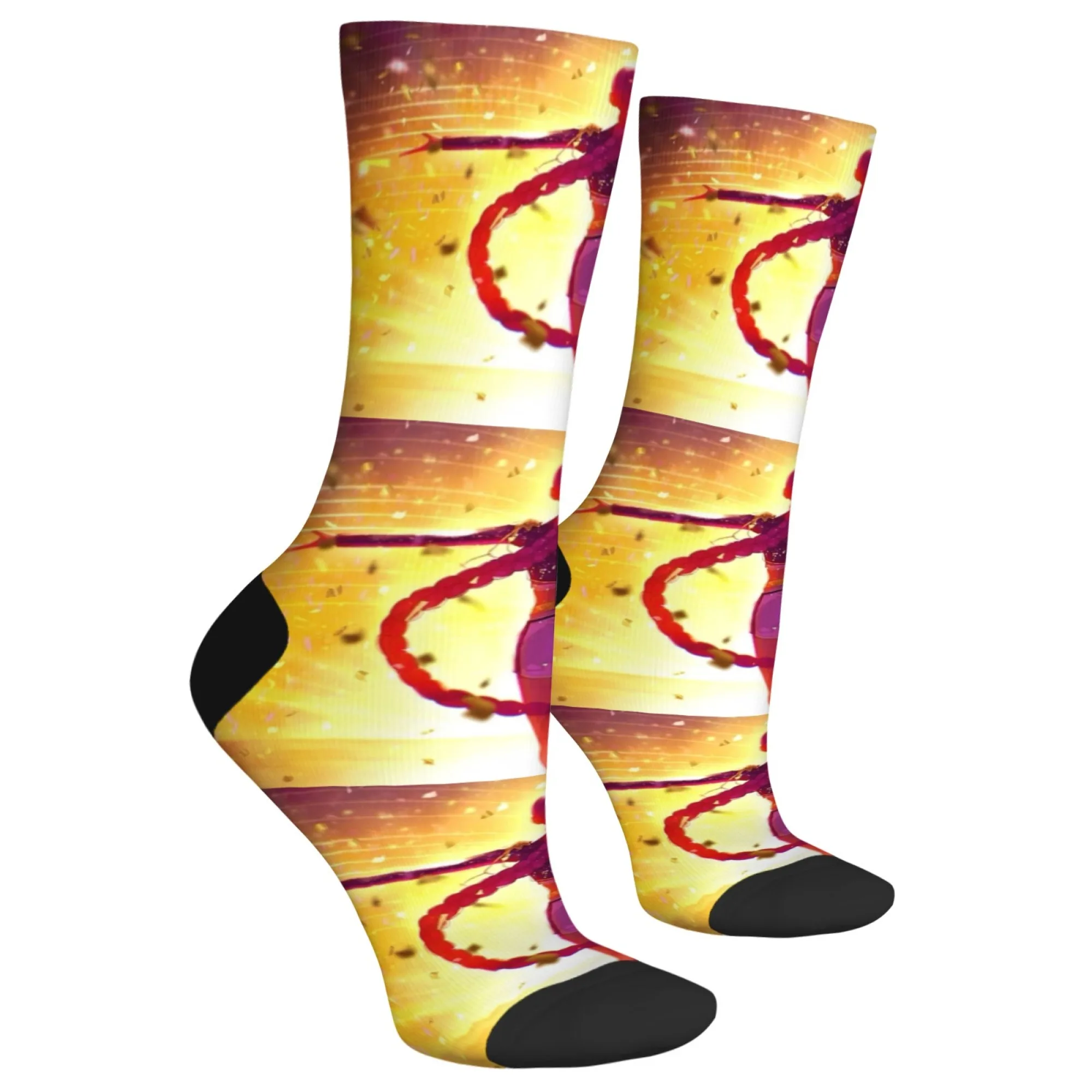 K-POP Hunter Girl Idols Fantasy Effetto luce Carattere Calzini da uomo Calzini magici con stampa di palcoscenici dorati per stile festival musicali