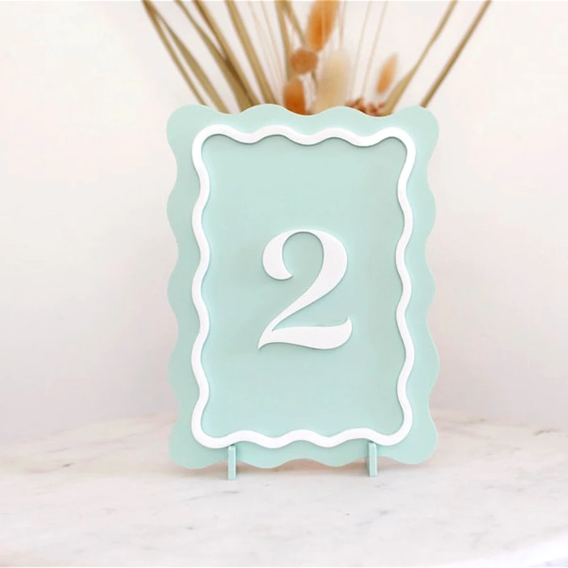 Wellige Tischnummern, Acryl-Tischnummern, gewelltes Hochzeitsschild, moderne Hochzeitstischnummern,