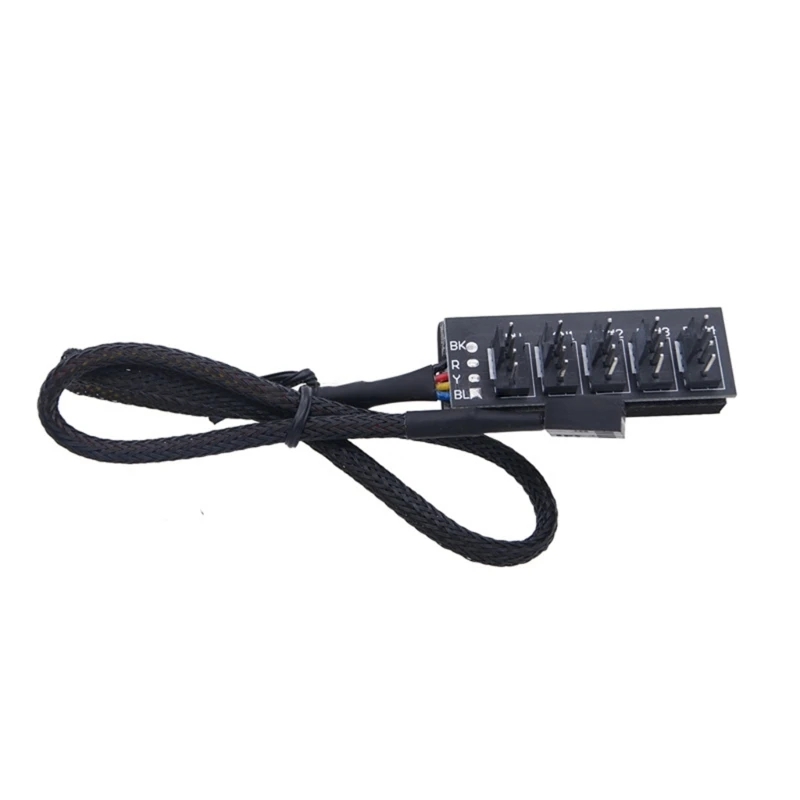 5ASD PWM Adapter Adapter Hub Splitter a 5 per controller della ventola per computer a 4 pin con cavo in nylon da 40