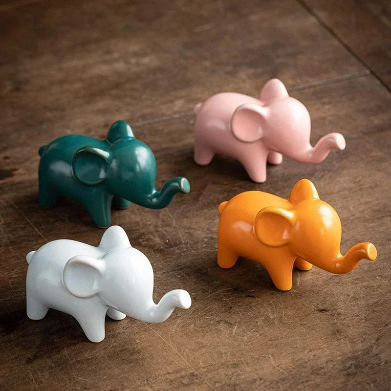 Creative Mini Giraffe Elephant Ceramic Figurine Cute Animal Sculpture Decorative Ornaments For Home Office Crafts Decor