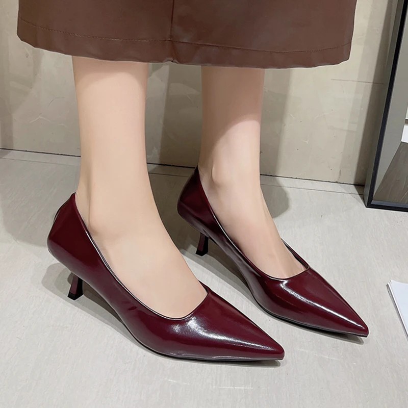 

Sexy High Heels Pointed Toe Shoes Dress Party Shallow Shoes 2026 Spring Luxury Brand Pumps Fashion Leather Shoes Mujer Zapatos