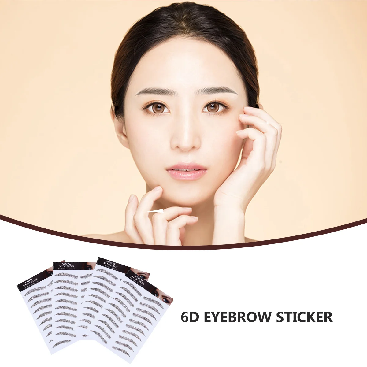 

4Pcs Eyebrow Stickers 6D Hair-Like Waterproof Reusable False Eyebrows for Women Gentle Curve Arch Straight Shapes Fit All Face