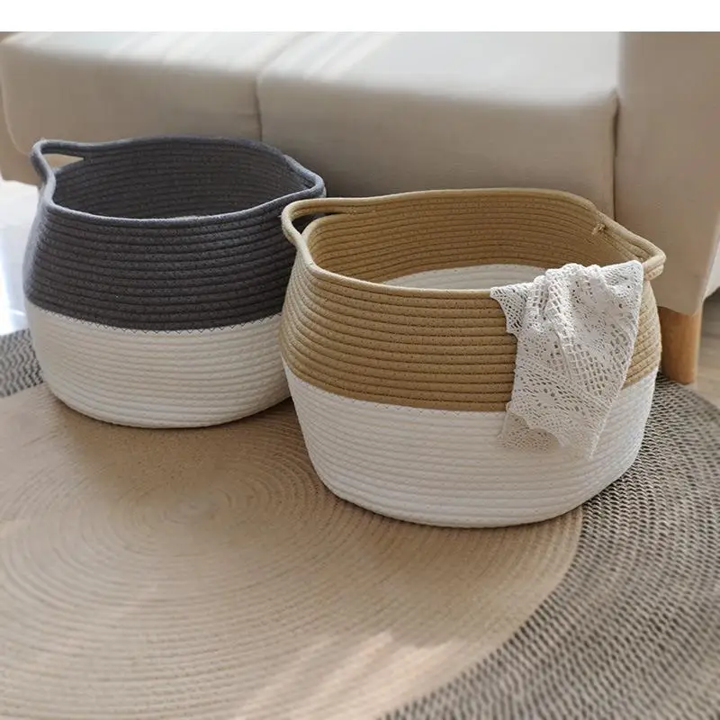 

Cotton Storage Bucket Foldable Woven Clothes Toys Storage Baskets Creative Household Desktop Jewelry Cosmetics Boxes Containers