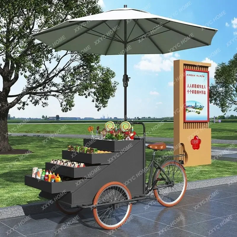 AA upside down donkey three-wheel stall rack dining mobile snack car float booth car drink coffee car