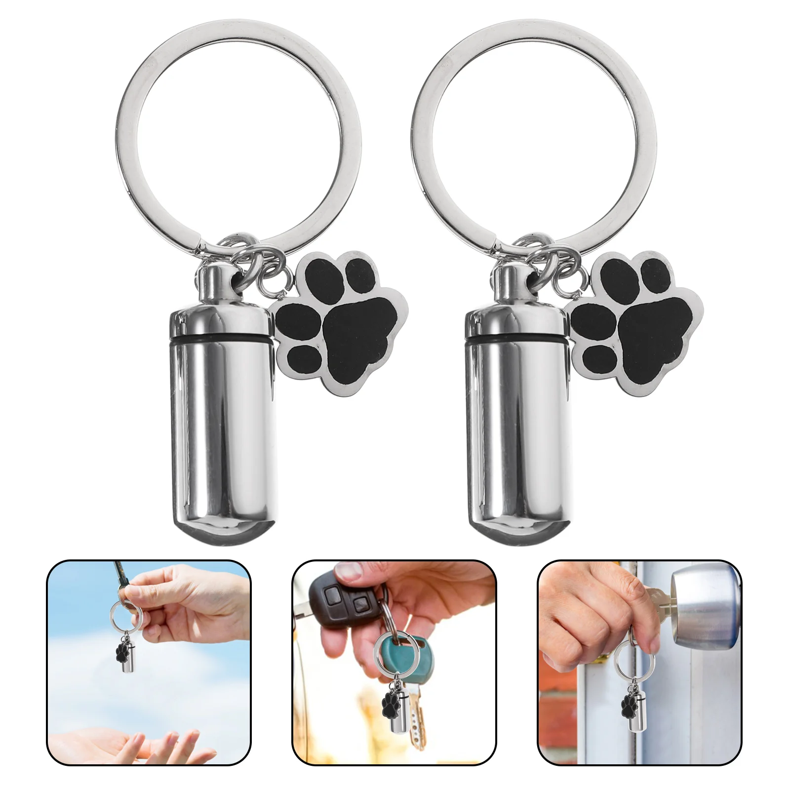 2 set urna per animali domestici appesa barattolo di cenere proprietario ricordo ciondolo in osso medaglione commemorativo per capelli contenitore in acciaio inossidabile